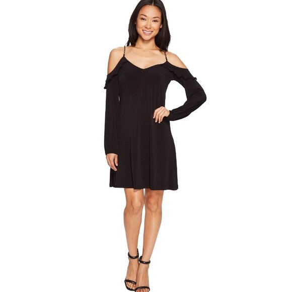 MICHAEL Michael Kors Petite Chain-Strap Long-Sleeve Shift Dress - Picture 1 of 4